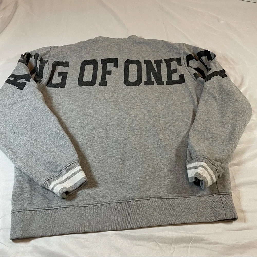 AKOO Mens Gray A King Of‎ Oneself Graphic Fox Logo Crewneck Sweatshirt Large